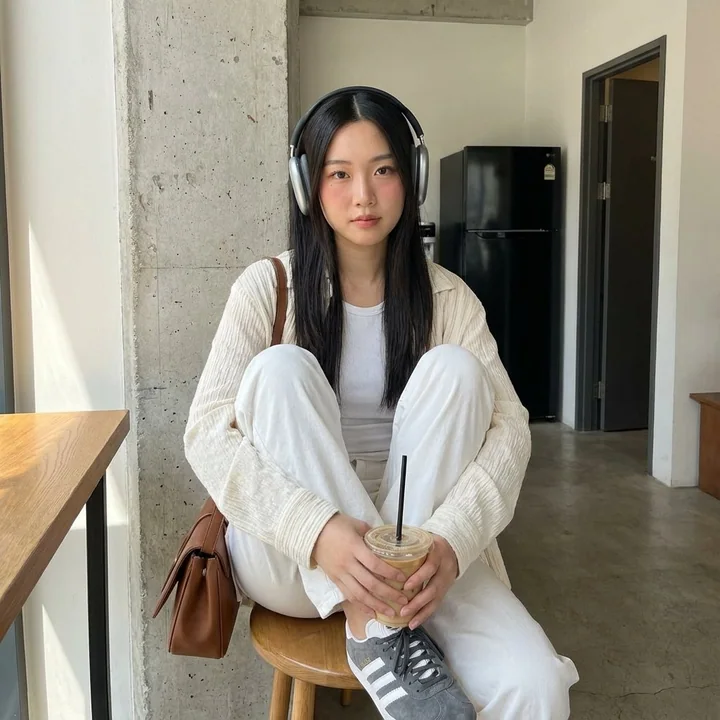 慵懒地在窗边聆听音乐的午后时光
