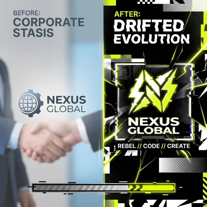 إعادة تشكيل مفهوم تصميم بصري مجرد لعلامة تجارية تكنولوجية حديثة