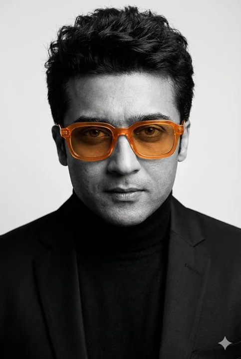 黑白极简与橙色墨镜的视觉冲击