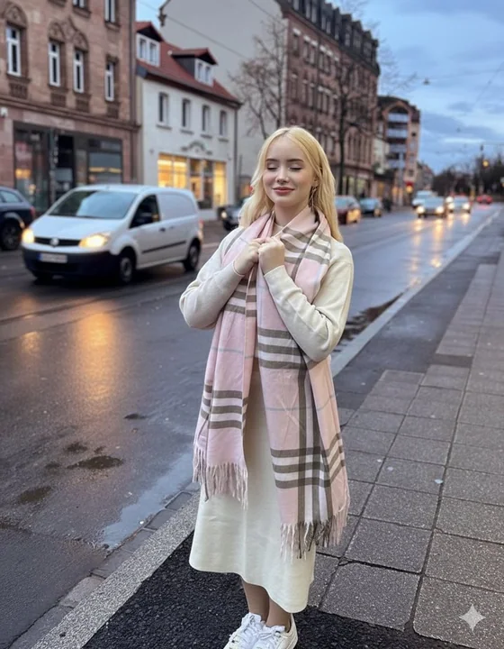 暮色中漫步于欧洲古街的梦幻时尚少女