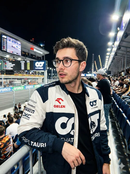 夜间赛道旁强烈的iPhone闪光灯写实人像