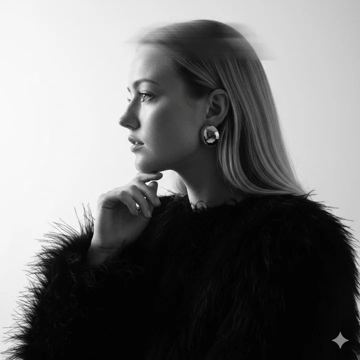 黑白超现实时尚大片侧颜光影美学