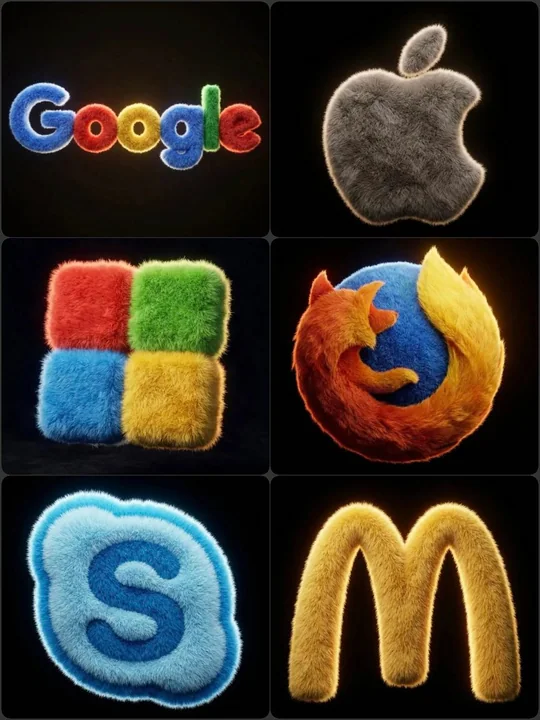 超写实3D毛绒质感品牌标志设计