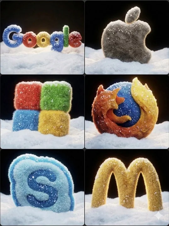 Ultra-realistic fuzzy texture brand 3D logo design