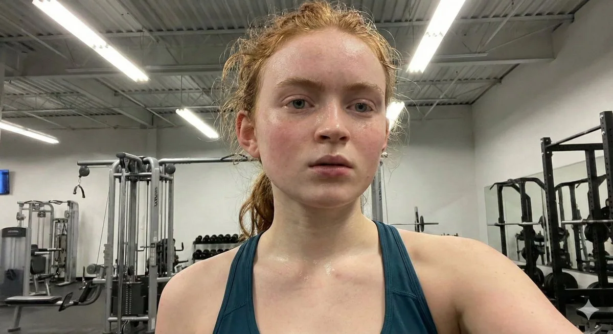 Sweaty Red-haired Spice's Extreme Fitness Selfie