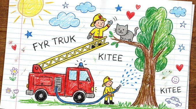 ノート紙の上に描かれた創作スタイルで内容を描きます。