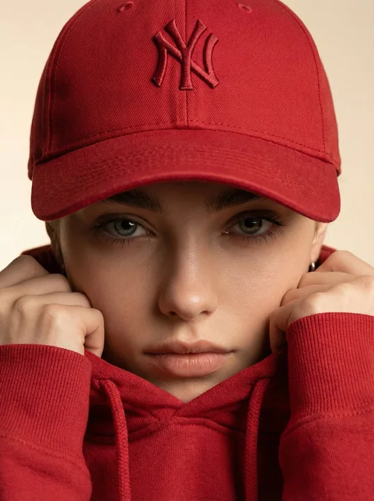 Extreme Close-up Red Hat Fashion Spread