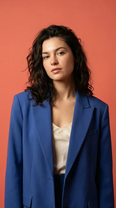 超写实纯色背景时尚少女肖像