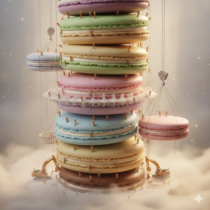 Superrealistic Macaron Skyscraper Construction