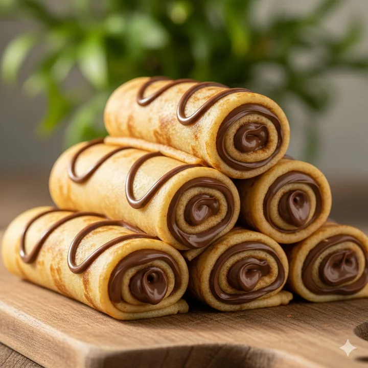 Close-up advertisement of tempting chocolate lava crepes