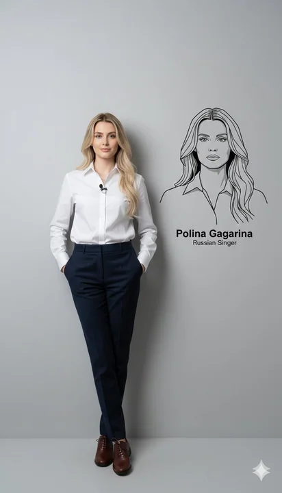 金髪の司会者がマイクを装着し、大きな笑顔を浮かべている。