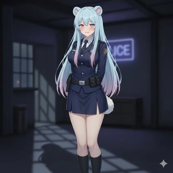 粉蓝白配色元气女警官