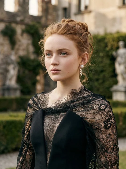 欧洲古堡花园的珍珠贵族美人