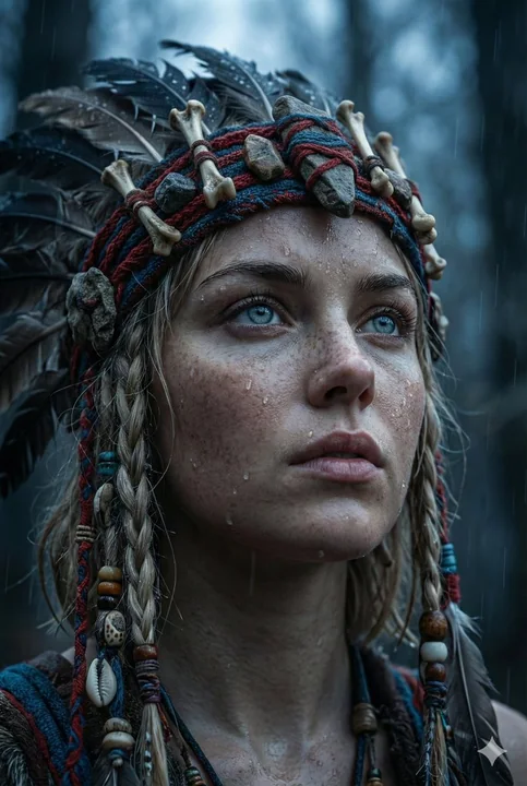 الإلهة الحربية البربرية ذات العيون الزرقاء الثلجية