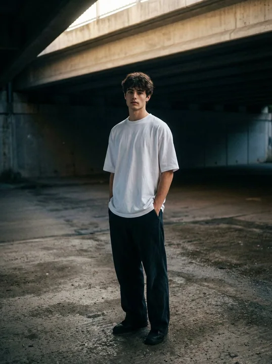 枯寂水泥桥下的胶片人像