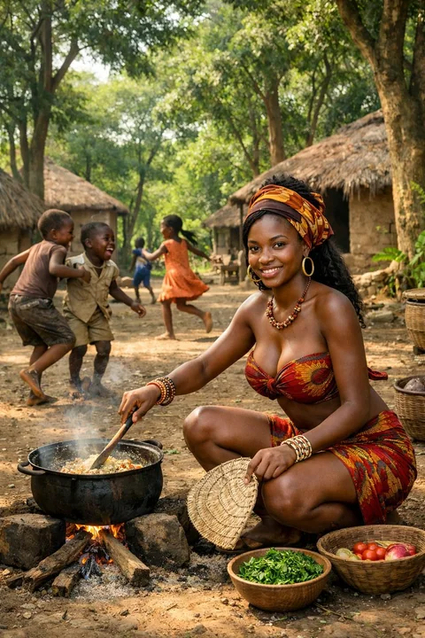 Documentary of African Women Cooking at the Three-Stone Fire Pit