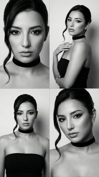 极简黑白大片冷艳超模的四宫格魅影