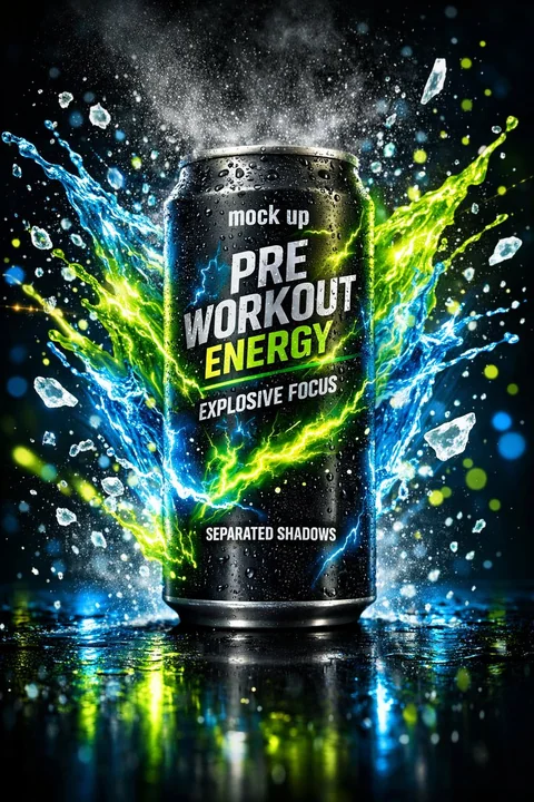 霓虹电光炸裂的能量饮料