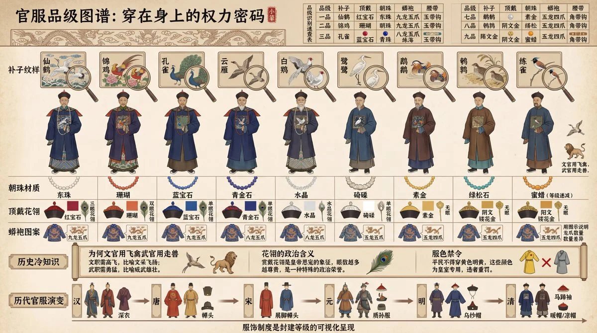 Tableau des grades de la robe officielle en Chine antique
