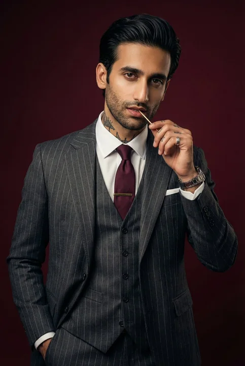 Luxurious texture: The lazy temptation of a male model in a suit
