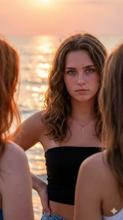 Supermodel Style Sunset Beach Backlit Photo