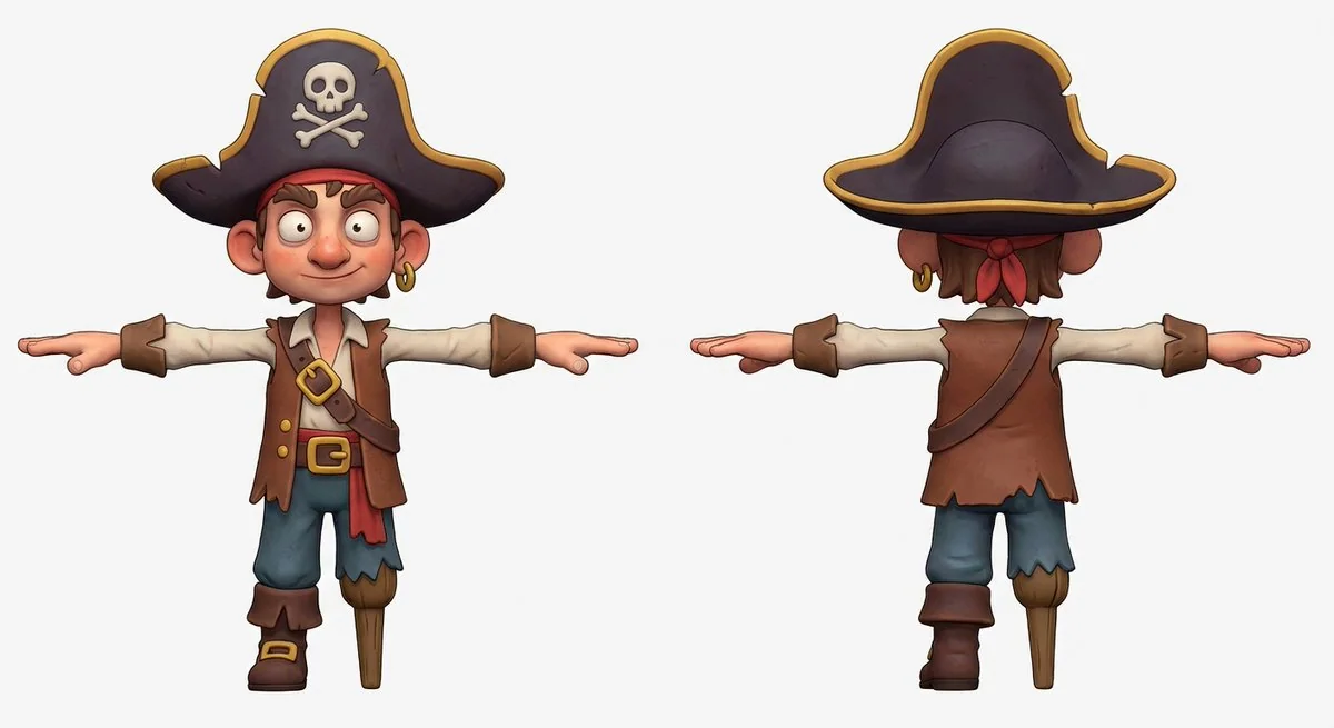 软黏土质感卡通海盗全貌展示