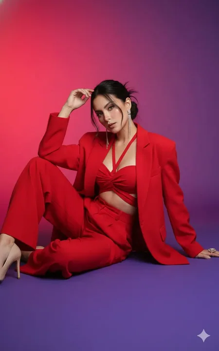 烈焰紅のスーツを着た御姐の気場