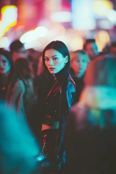 赛博朋克霓虹街头时尚人像