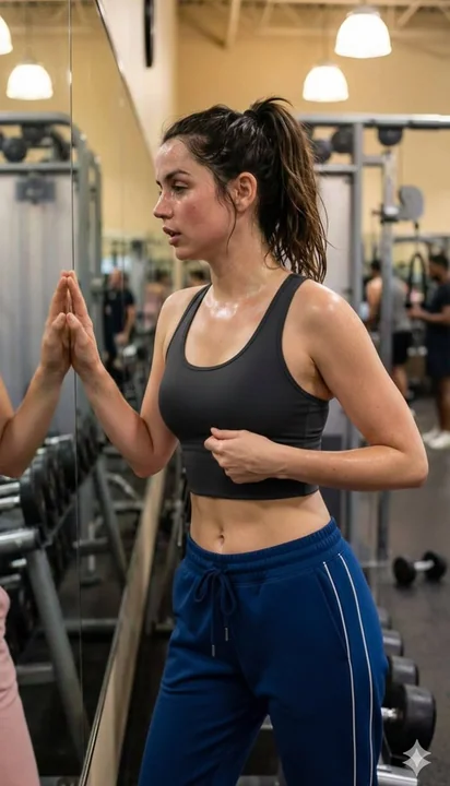 霓虹紫光下的金发健身双姝