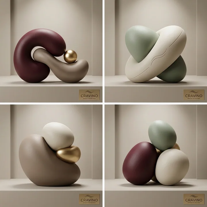 极简画廊的抽象雕塑光影诗