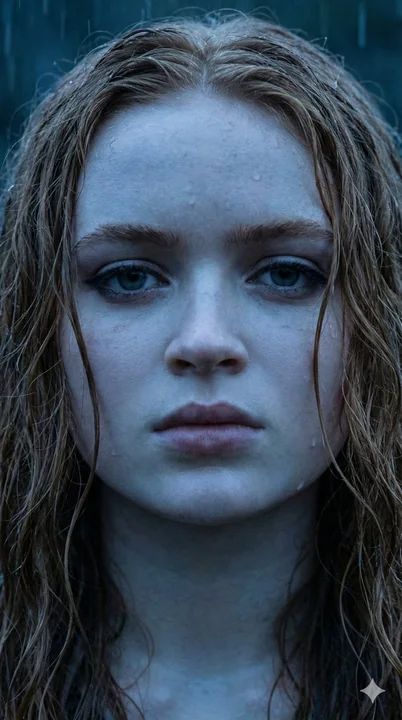 Movie-level close-up of Anya's wet hair