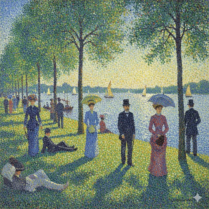 斑斓光影下的点彩画派杰作