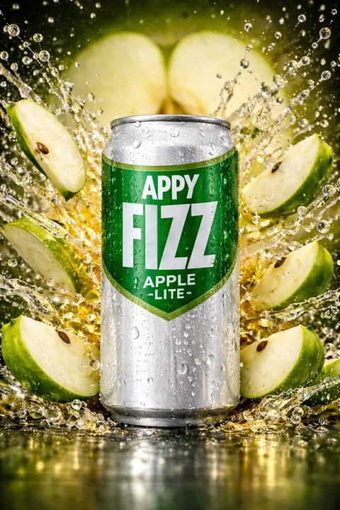 冰镇苹果汽水飞溅特写