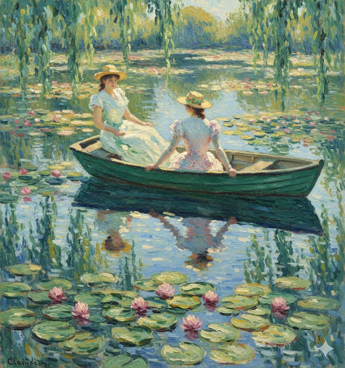 莫奈画笔下的睡莲小舟