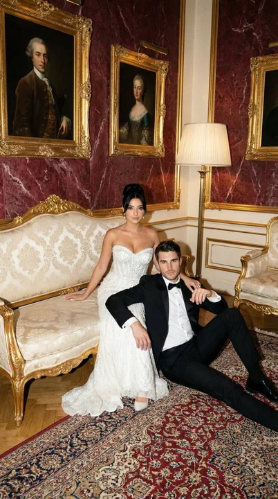 巴洛克奢华酒店婚礼杂志风格肖像