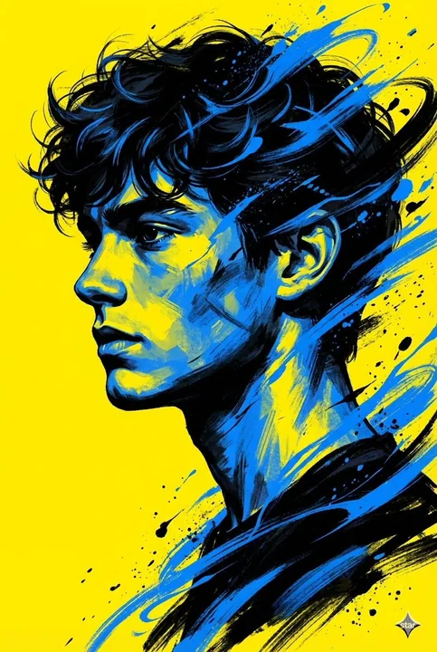 街头艺术风格高对比度青年侧颜