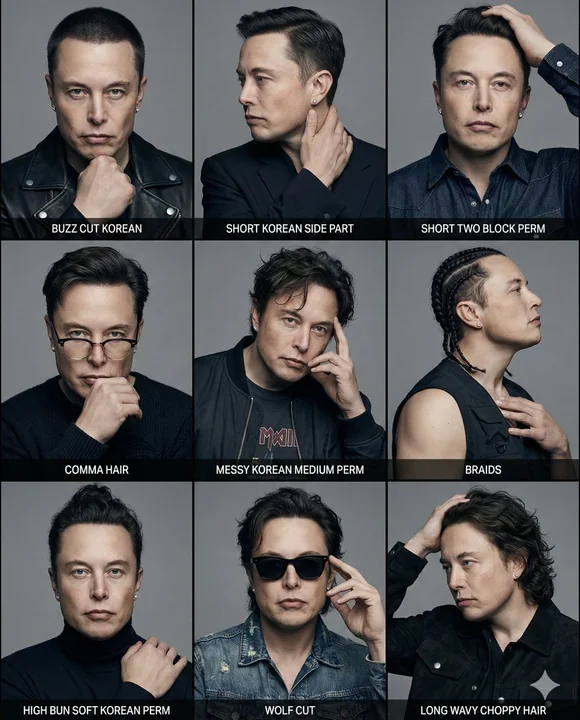 韩系高定男模九宫格发型图鉴