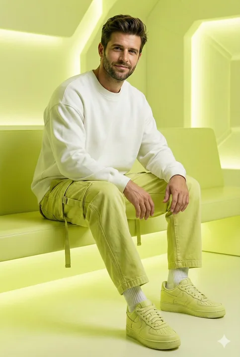 大片时尚男模柠檬绿未来感