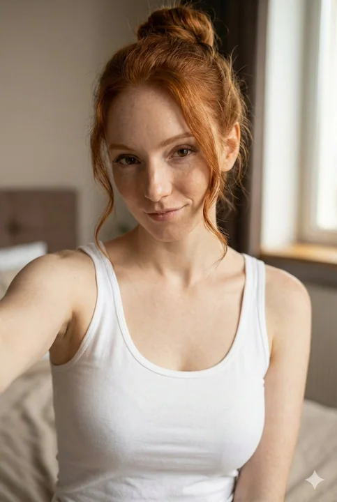 晨光下居家慵懒俏皮少女自拍