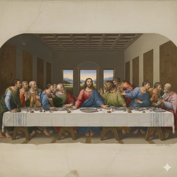 达芬奇经典名画最后的晚餐