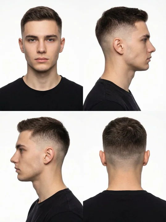 Photos de studio en 4 cases avec plusieurs angles pour un mannequin masculin