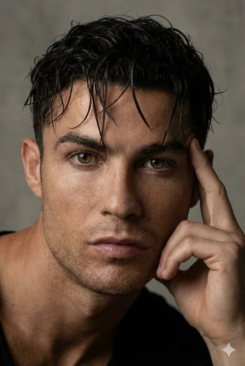 超写实C罗湿发深情凝视大片