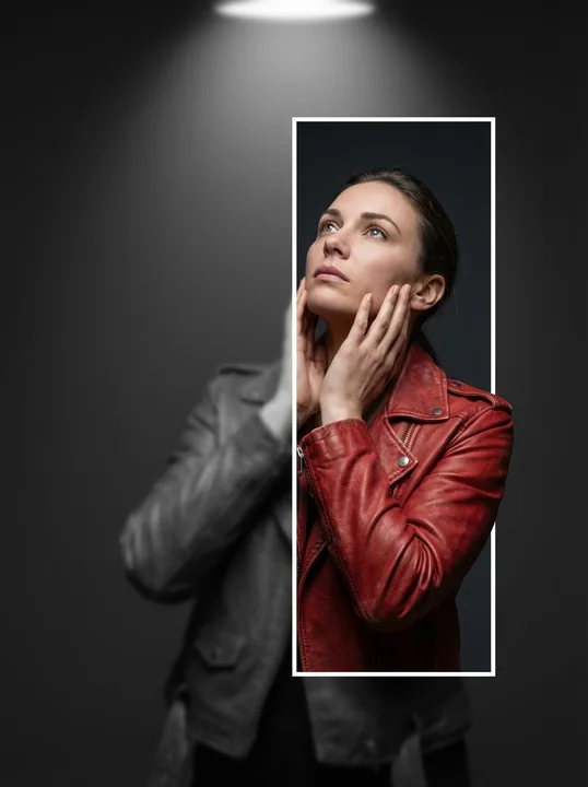 红衣女郎破框跃出灰暗世界