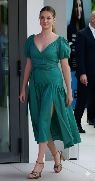 翡翠绿真丝裙的摩登优雅