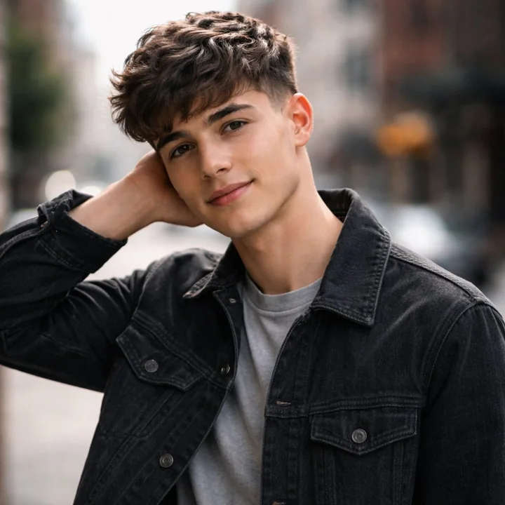 温暖光影下的沉思街头少年