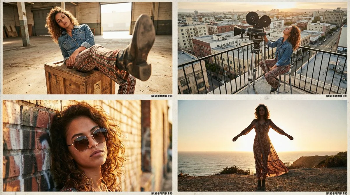 High-quality cinematic fashion multi-grid photography