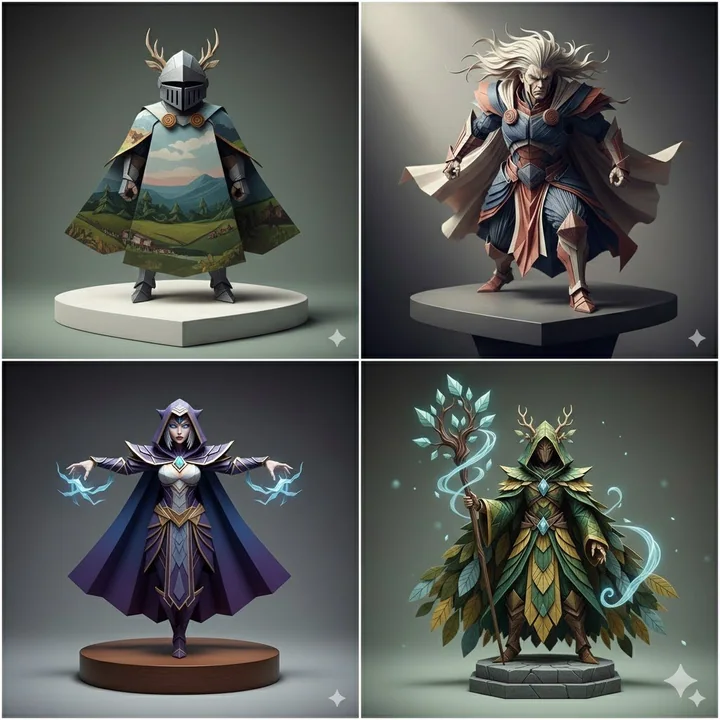 超写实几何折纸人物雕塑