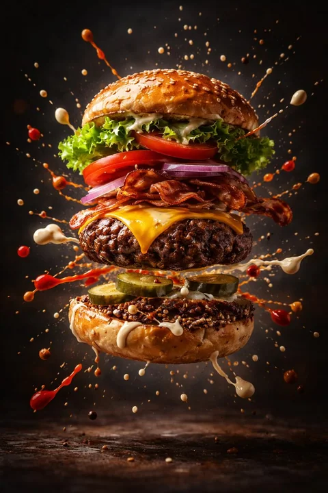 电影级慢动作汉堡解构广告