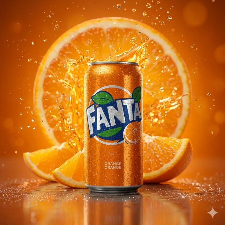 超写实冰镇芬达橙汁飞溅大片