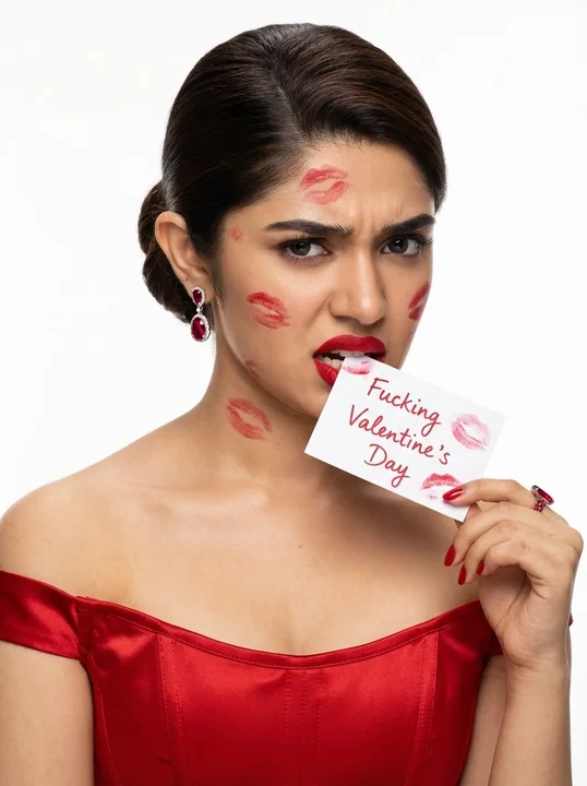 反情人节的恼怒红唇美人